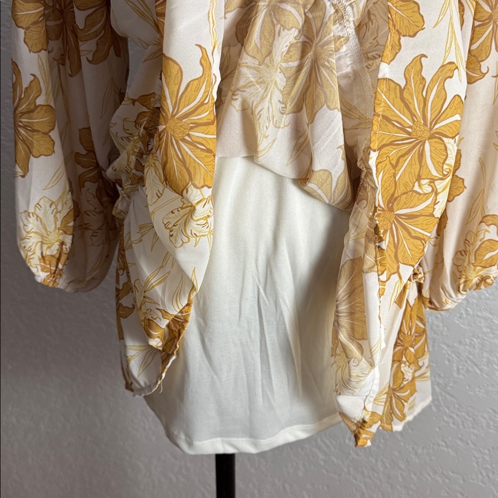 Flying Tomato Golden Floral Long Sleeve Dress for Women - Picture 10 of 13